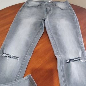 Gray distressed skinny jeans